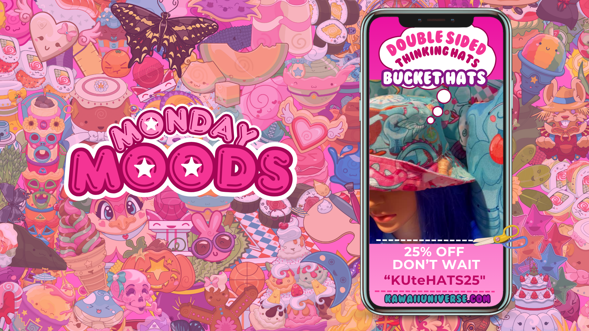 What’s Your Monday Mood? Discover the Double-Sided Reversible Bucket Hats from Kawaii Universe!