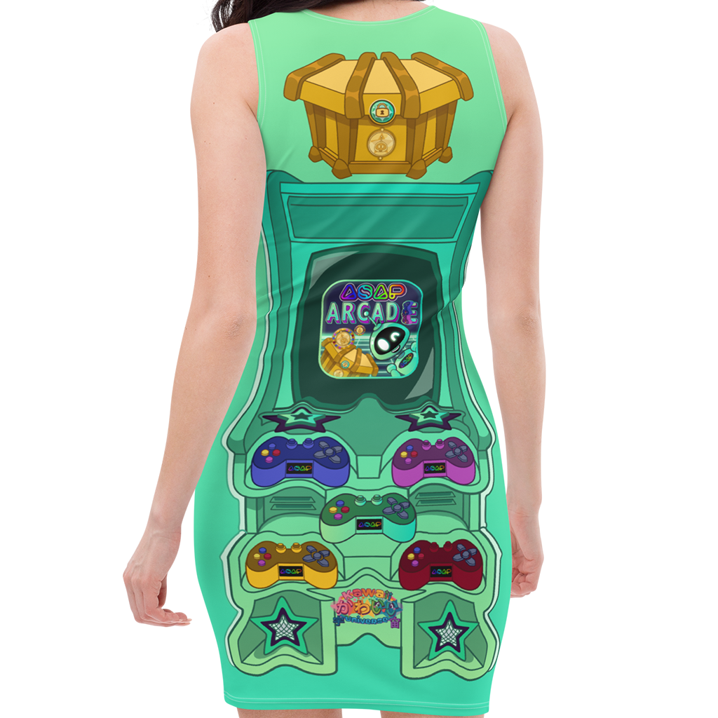 Kawaii Universe - ASAP Arcade Ari Green Designer Sport Cling Dress and Fashion