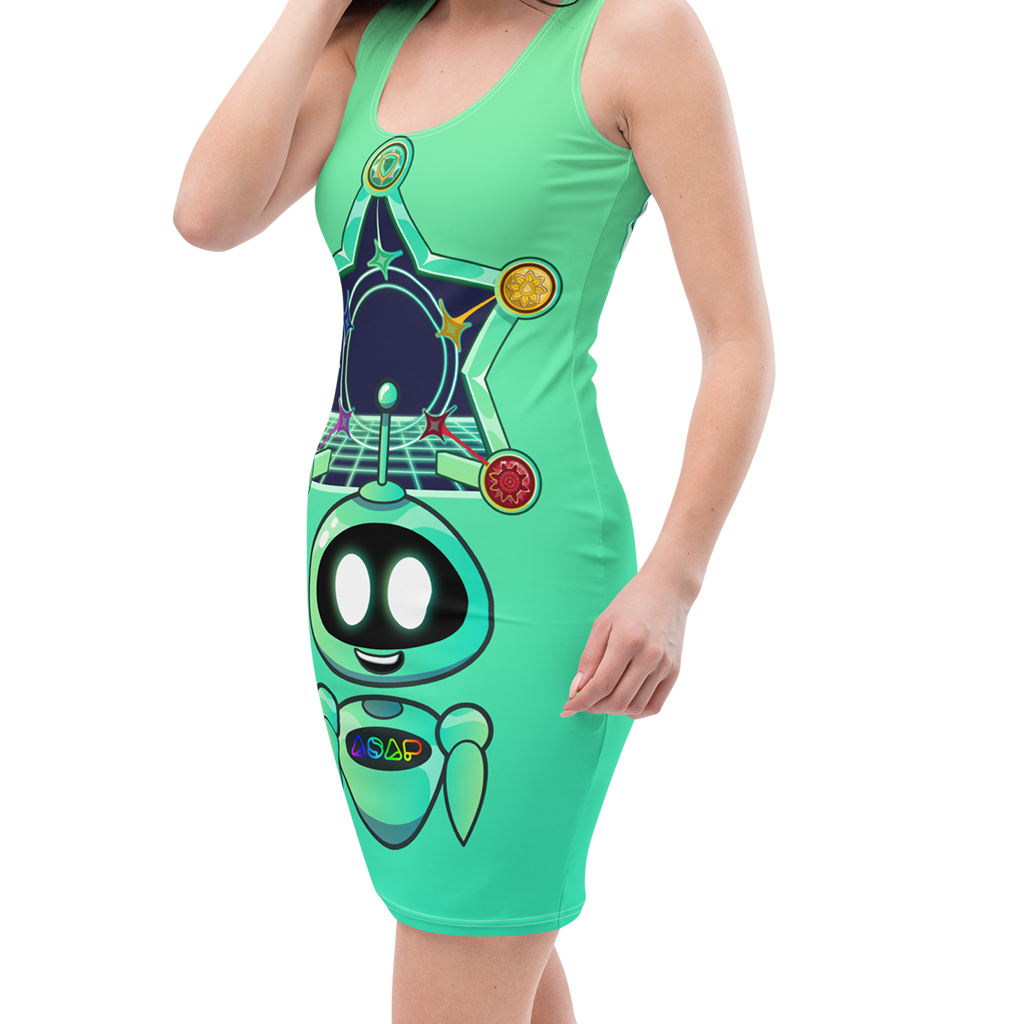 Kawaii Universe - ASAP Arcade Ari Green Designer Sport Cling Dress and Fashion