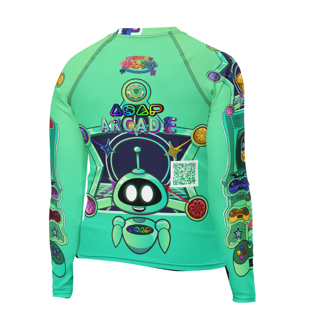 Kawaii Universe - ASAP Arcade Ari Green Toddler to Tween Unisex Rash Guard
