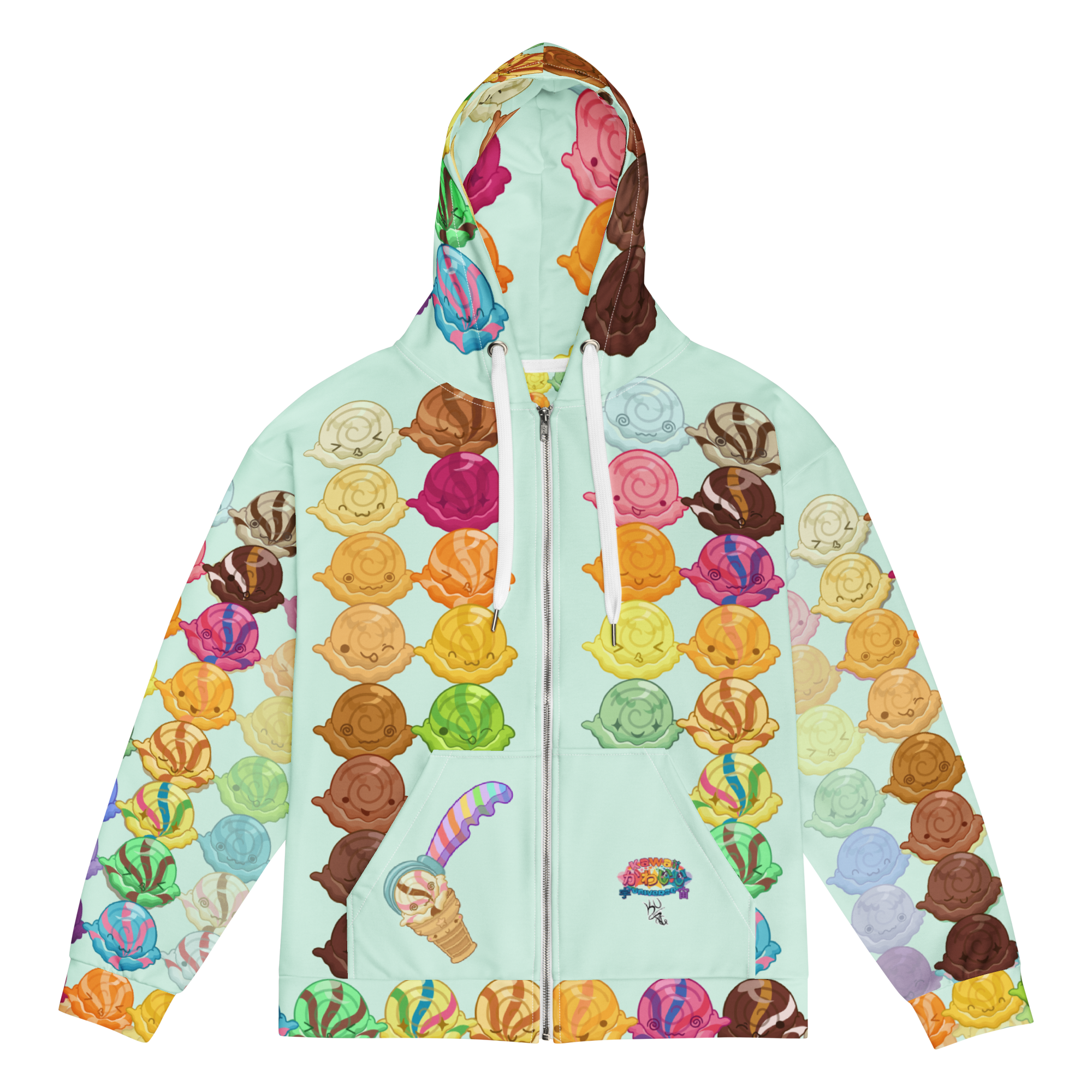Kawaii Universe - Cute Gelato Scoops Argyle Unisex Zip-up or Classic Hoodie