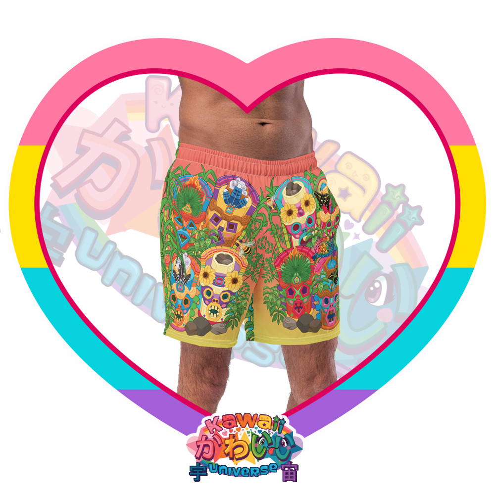 Kawaii Universe - Cute Miami Tiki Totems Mens Swim Shorts