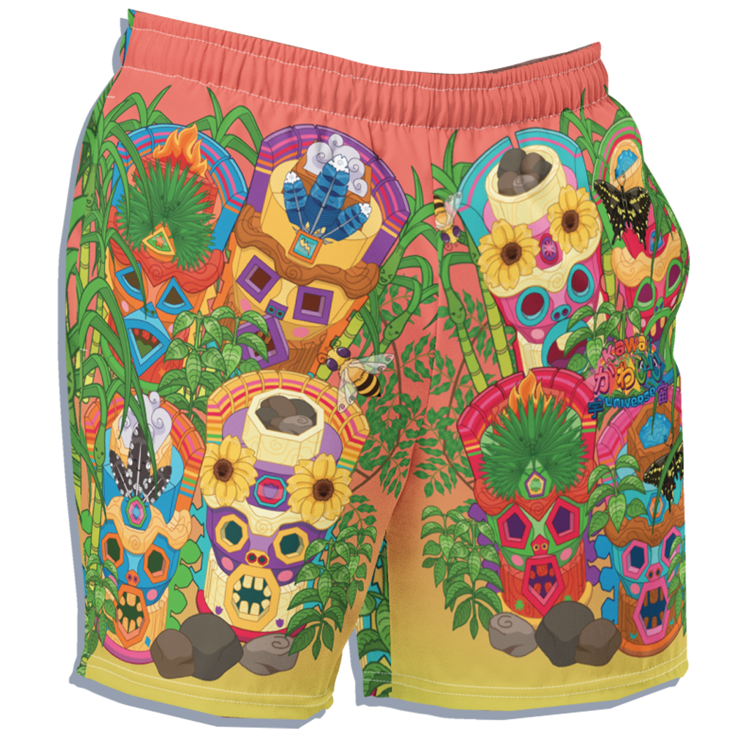 Kawaii Universe - Cute Miami Tiki Totems Mens Swim Shorts