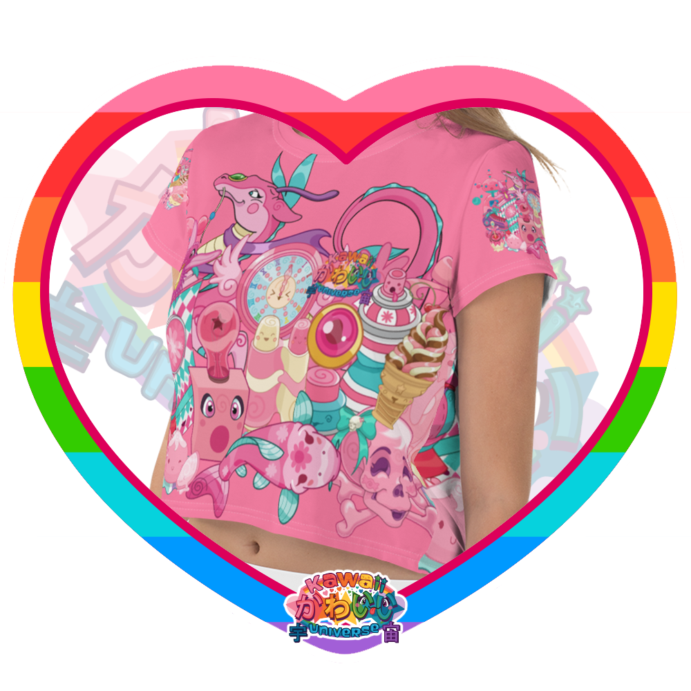Kawaii Universe - Cute Hyper Nikomi Pink Collection Ladies Flowy Crop