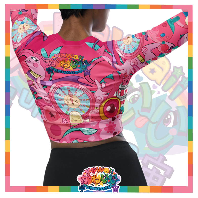 Kawaii Universe - Cute Hyper Nikomi Pink Collection Longsleeve Crop Top