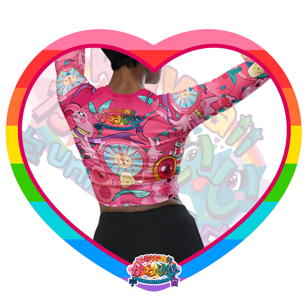 Kawaii Universe - Cute Hyper Nikomi Pink Collection Longsleeve Crop Top