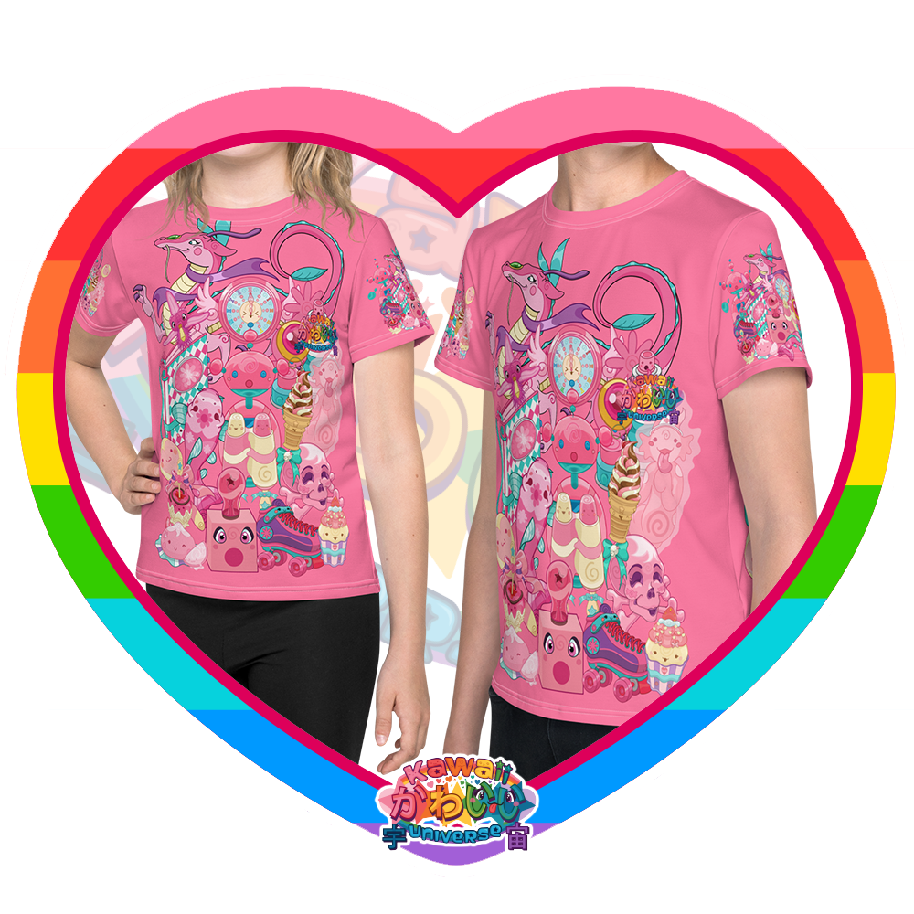 Kawaii Universe - Cute Hyper Nikomi Pink Collection Unisex Toddler to Tween Tee