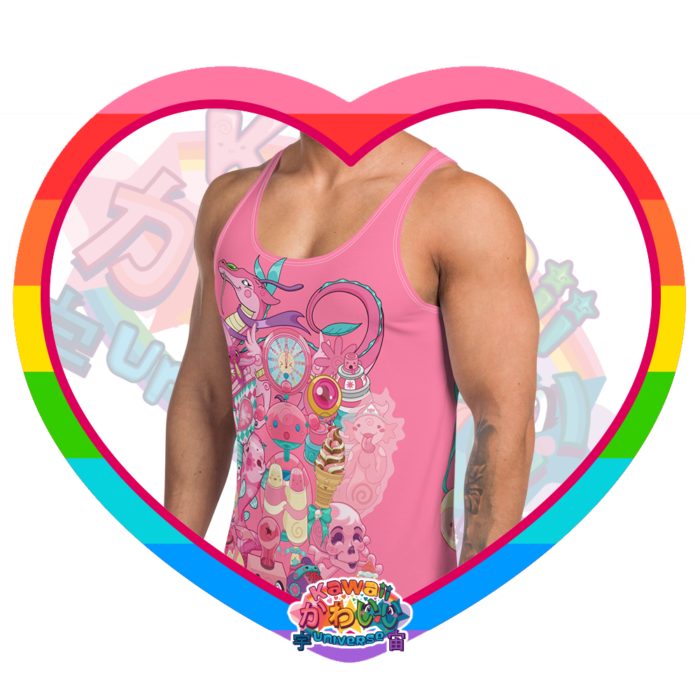 Kawaii Universe - Cute Hyper Nikomi Pink Collection Mens or Unisex Tank Top