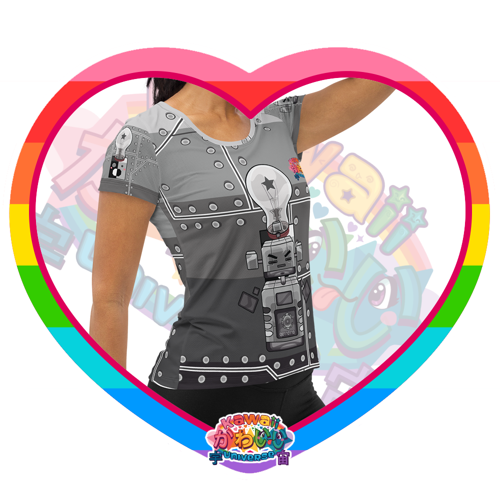 Kawaii Universe - Cute Metallized Robot Ladies Workout Tee