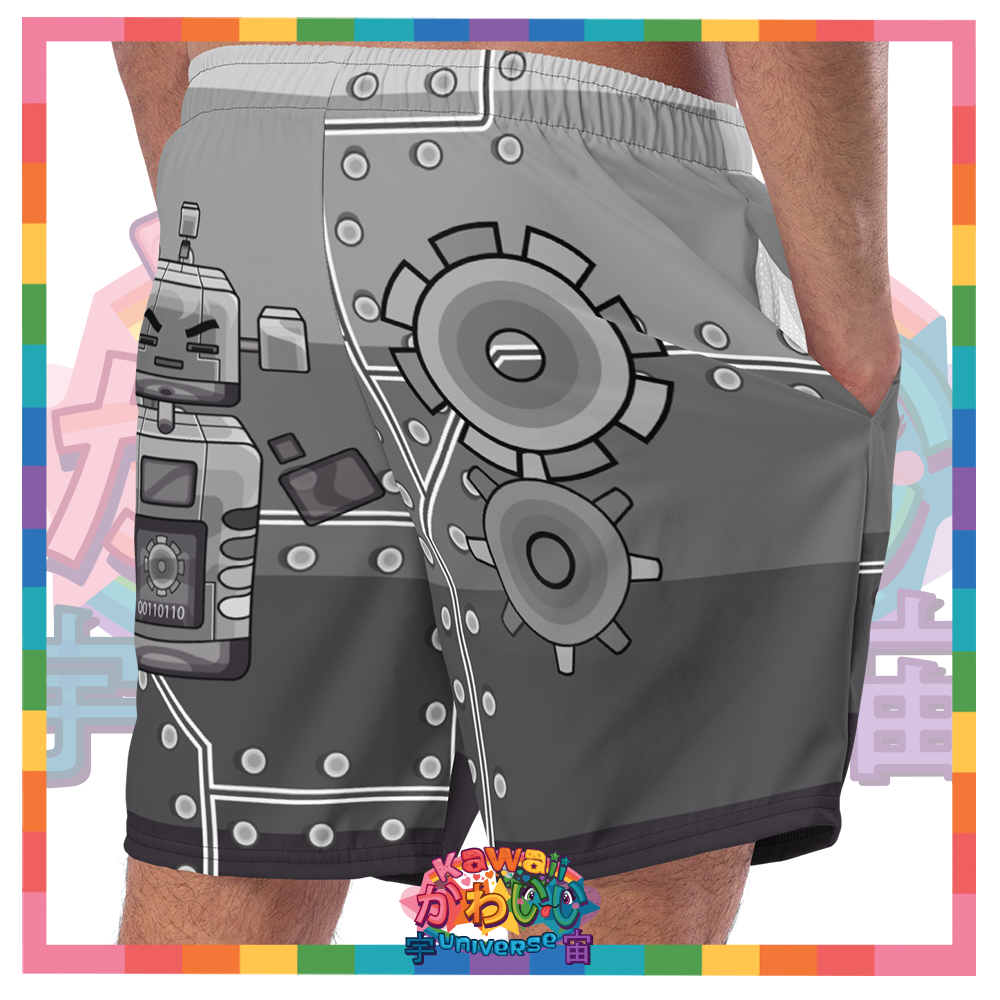 Kawaii Universe - Cute Metallized Robot Mens Swim Shorts