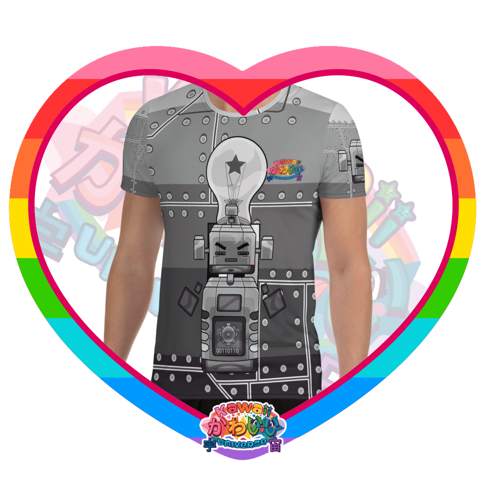 Cute Metallized Robot Men's Workout Shirt