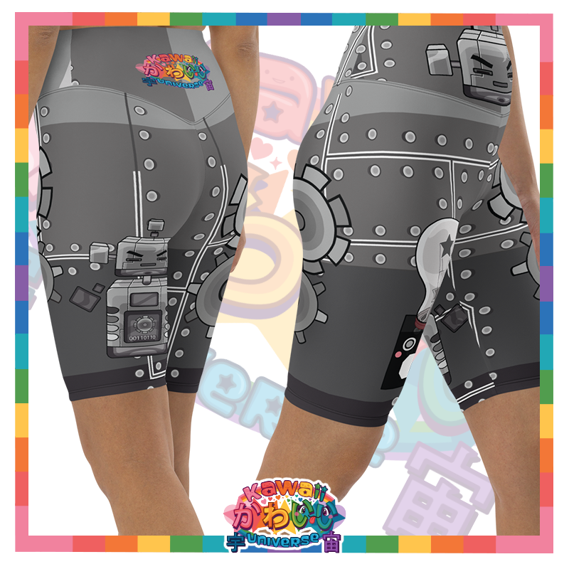 Kawaii Universe - Cute Metallized Robot Unisex Bike Shorts