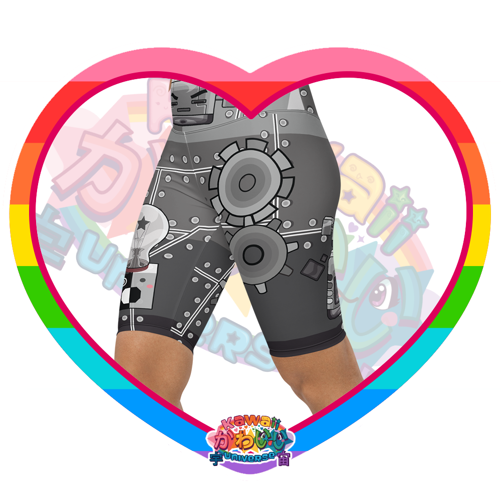 Kawaii Universe - Cute Metallized Robot Unisex Bike Shorts