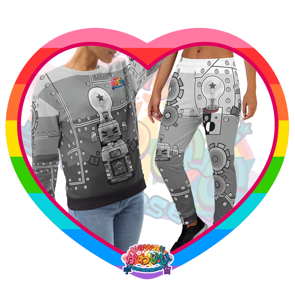 Cute Metallized Robot Womens Sweat Suit