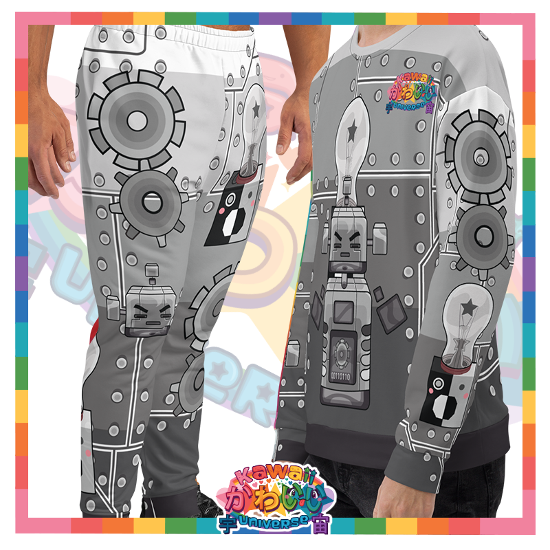 Cute Metallized Robot Mens Sweat Suit