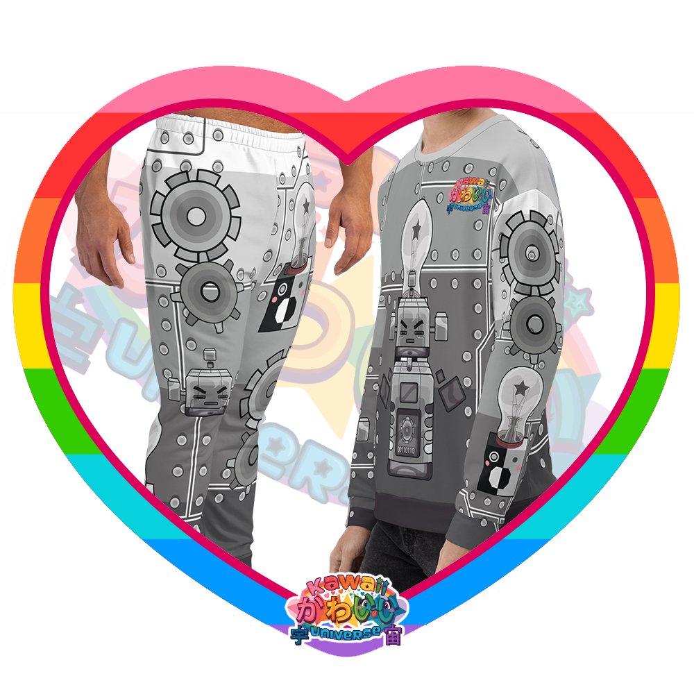 Cute Metallized Robot Mens Sweat Suit