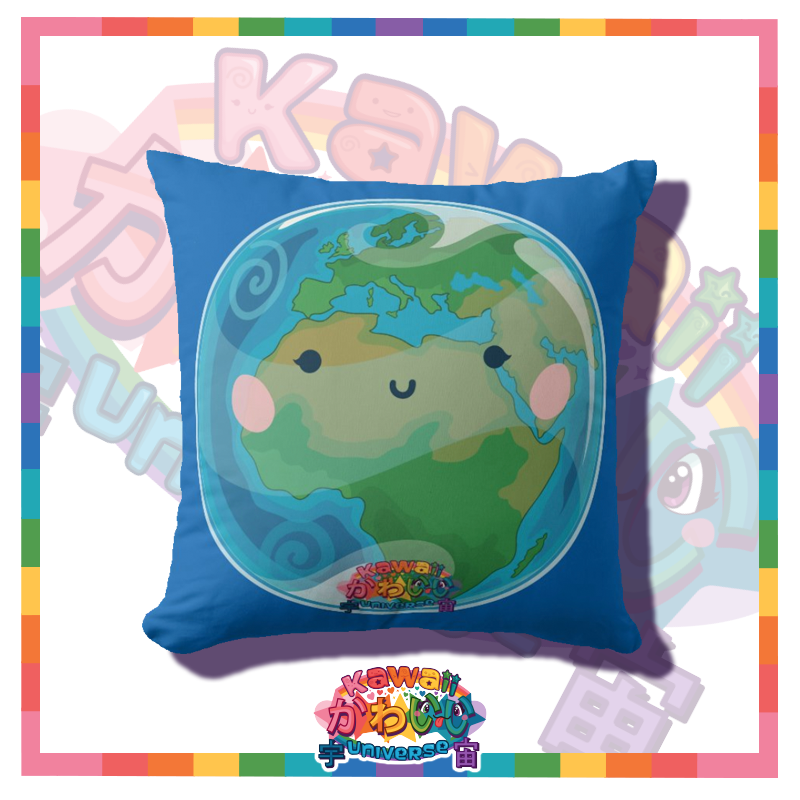 Kawaii Universe - Cute Middle Hemisphere Earth Double Sided Zippered Pillow