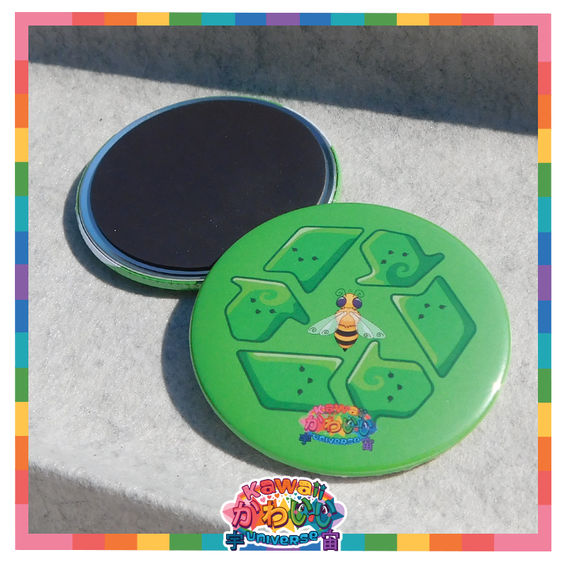 Kawaii Universe - Cute Recycle Symbol Designer Medallion Magnet