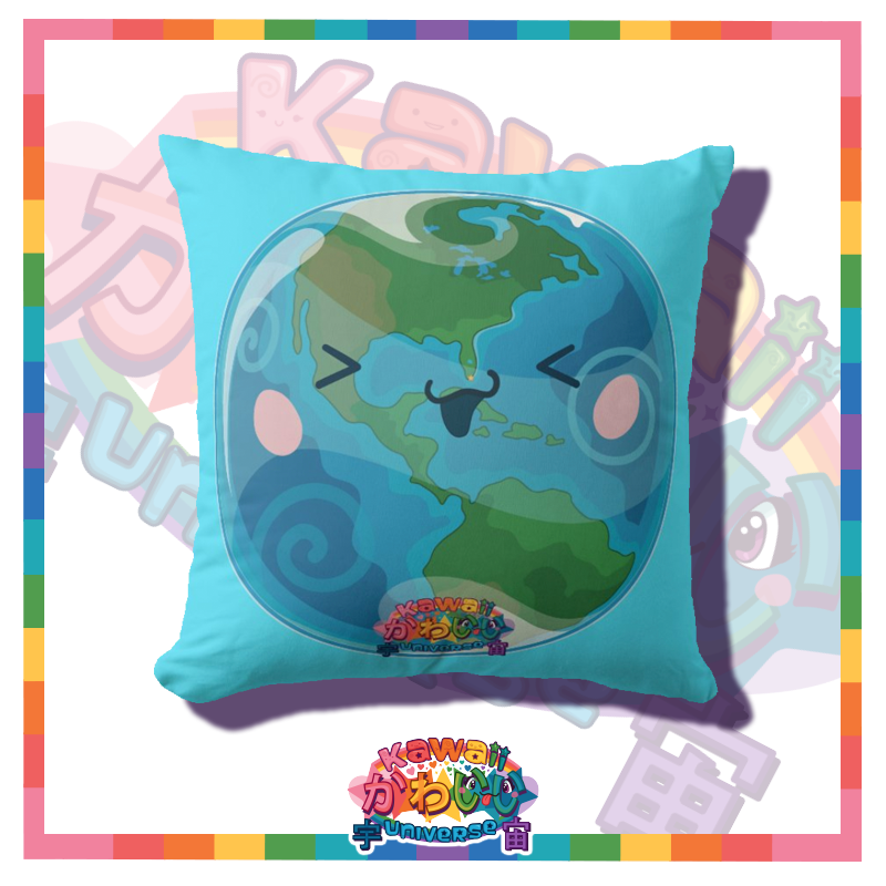 Kawaii Universe - Cute West Hemisphere Earth Double Sided Zippered Pillow