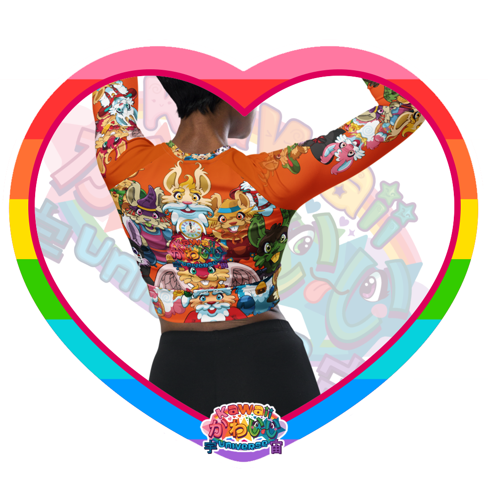 Kawaii Universe - Cute Year of Bunnies Longsleeve Crop Top
