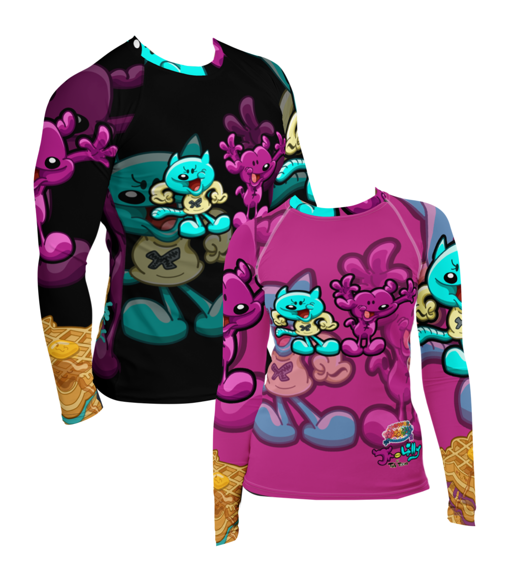 Kawaii Universe - Jr and Lilly with wafflles Tab Toonz Collab Adult Rash Guard Wholesale