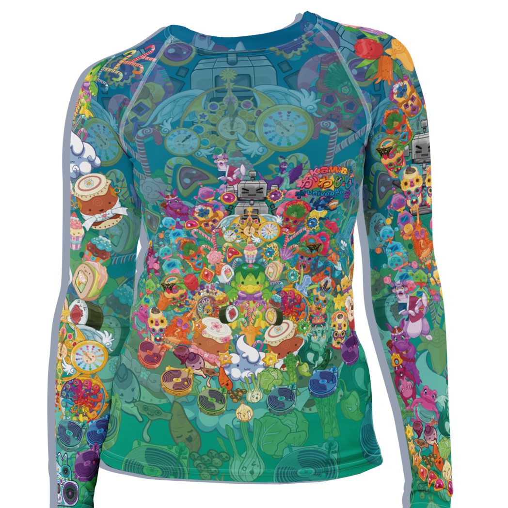 Kawaii Universe - Cute Cheery KUtemas Ladies Rash Guard