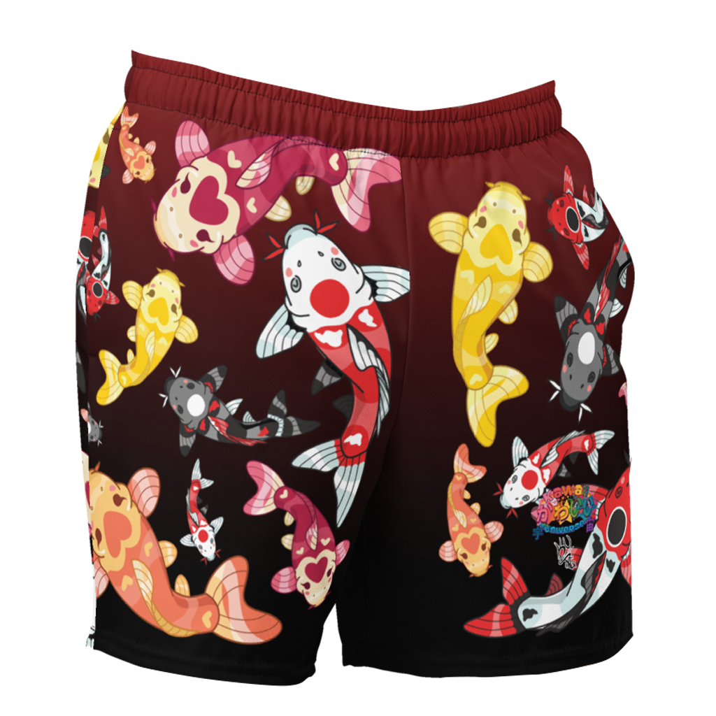 Kawaii Universe - Cute Classic Koi Noir Mens Swim Shorts