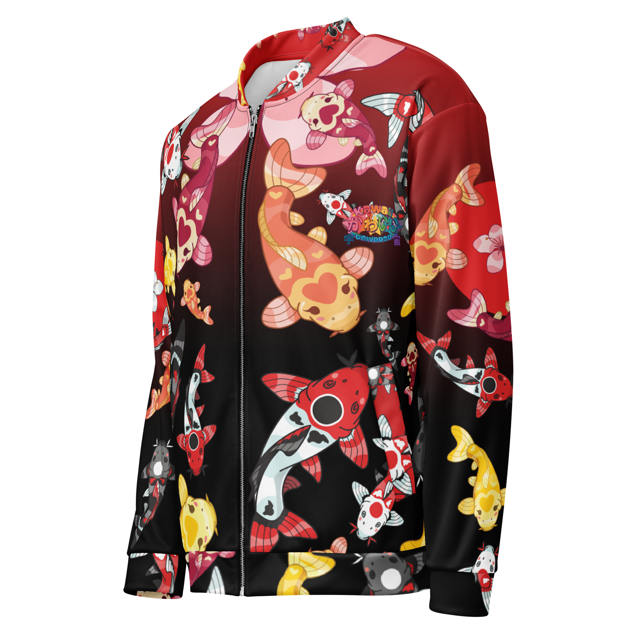 Kawaii Universe - Classic Koi Noir Unisex Dual Pocket Zip Up Jacket