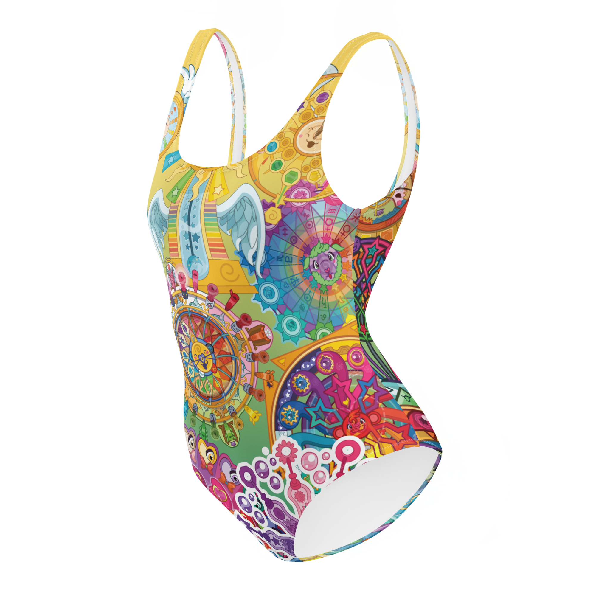 Kawaii Universe - Cute Cosmic Clocks Swimsuit One-Piece