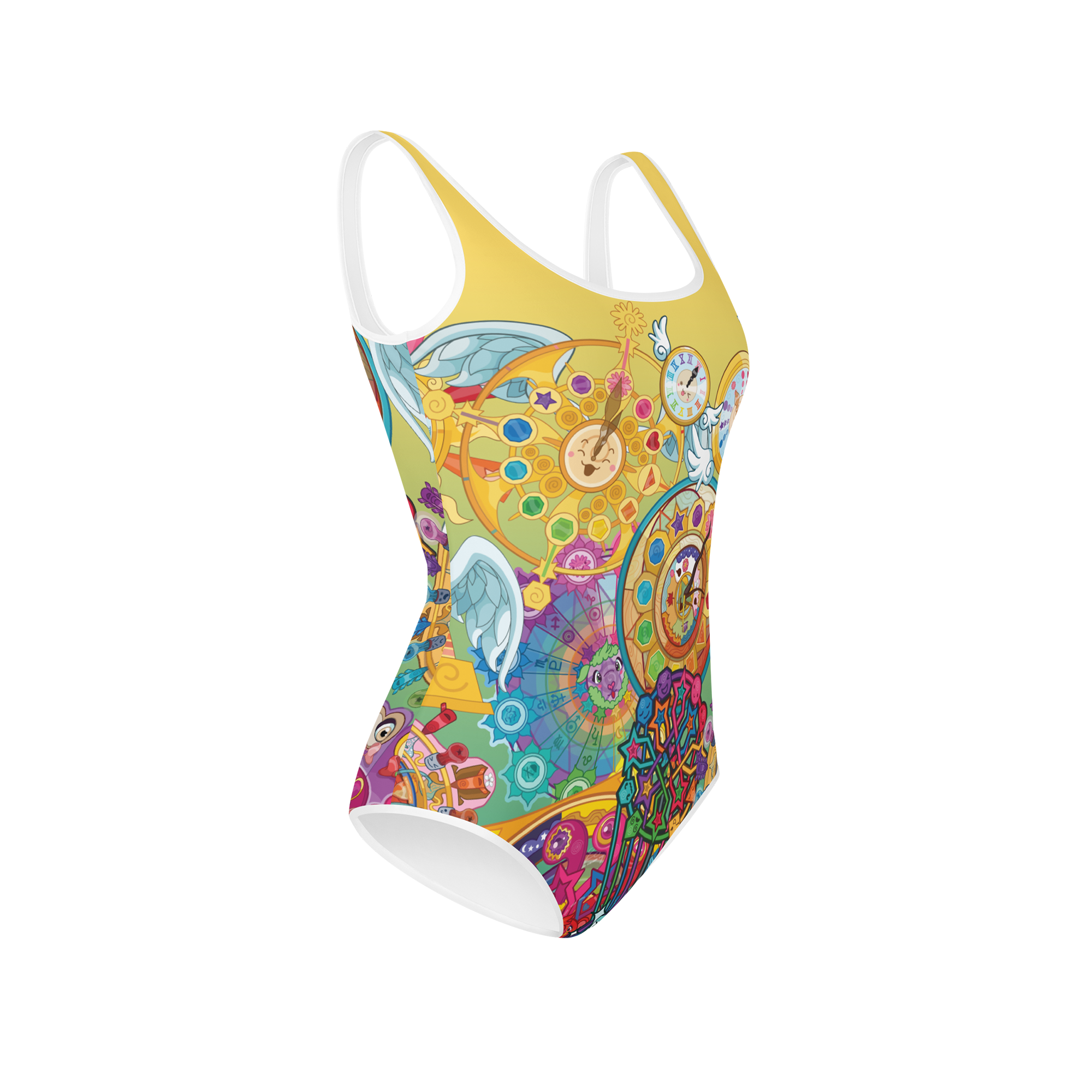 Kawaii Universe - Cute Cosmic Clocks Toddler to Tween Swimsuit