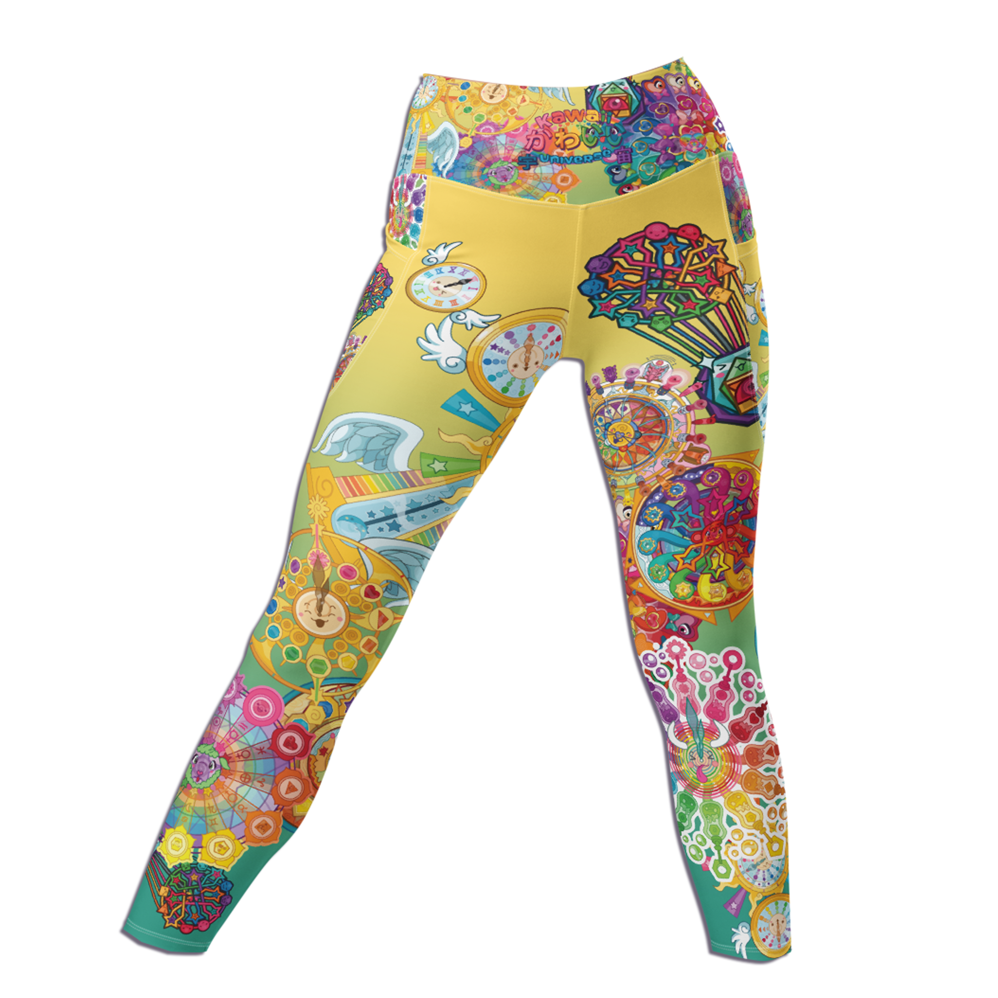 Kawaii Universe - Cute Cosmic Clocks Ladies Leggings