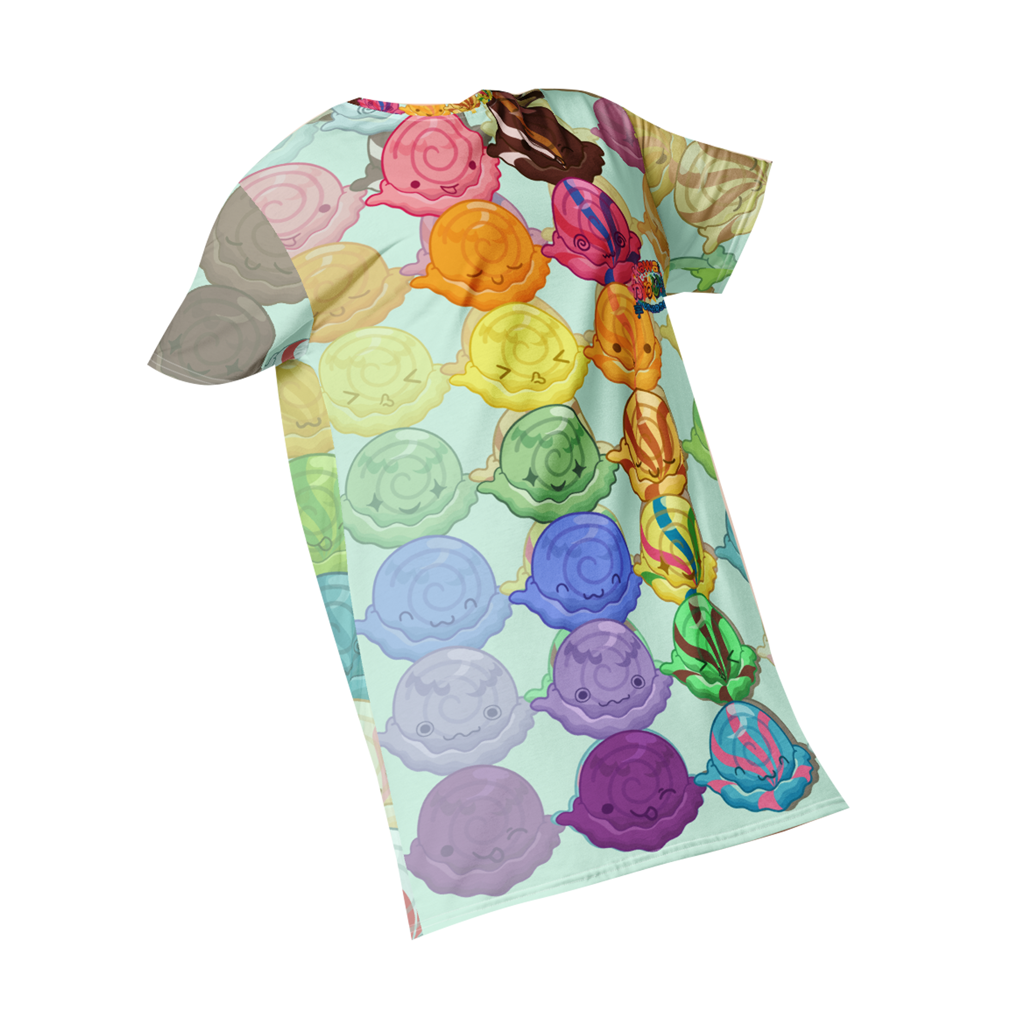 Kawaii Universe - Cute Gelato Scoops Argyle Designer Comfy T-Dress