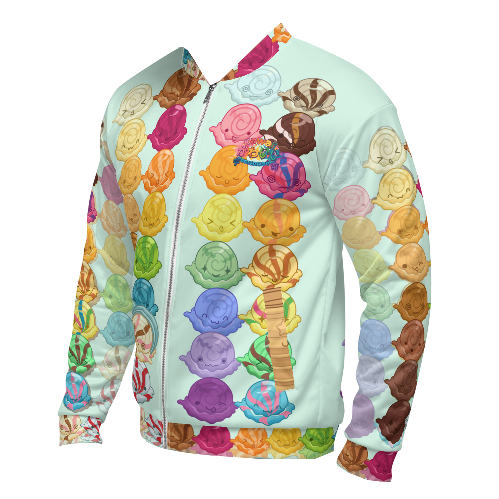 Kawaii Universe - Cute Gelato Scoops Argyle Designer Unisex Zipup Bomber Jacket