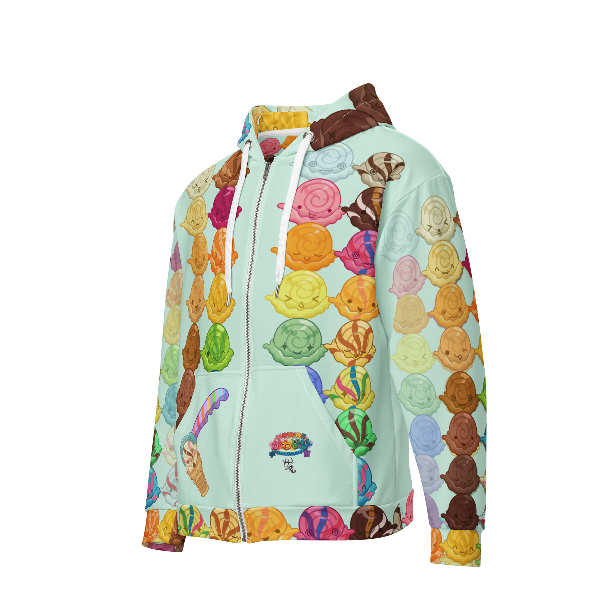 Kawaii Universe - Cute Gelato Scoops Argyle Unisex Zip-up or Classic Hoodie