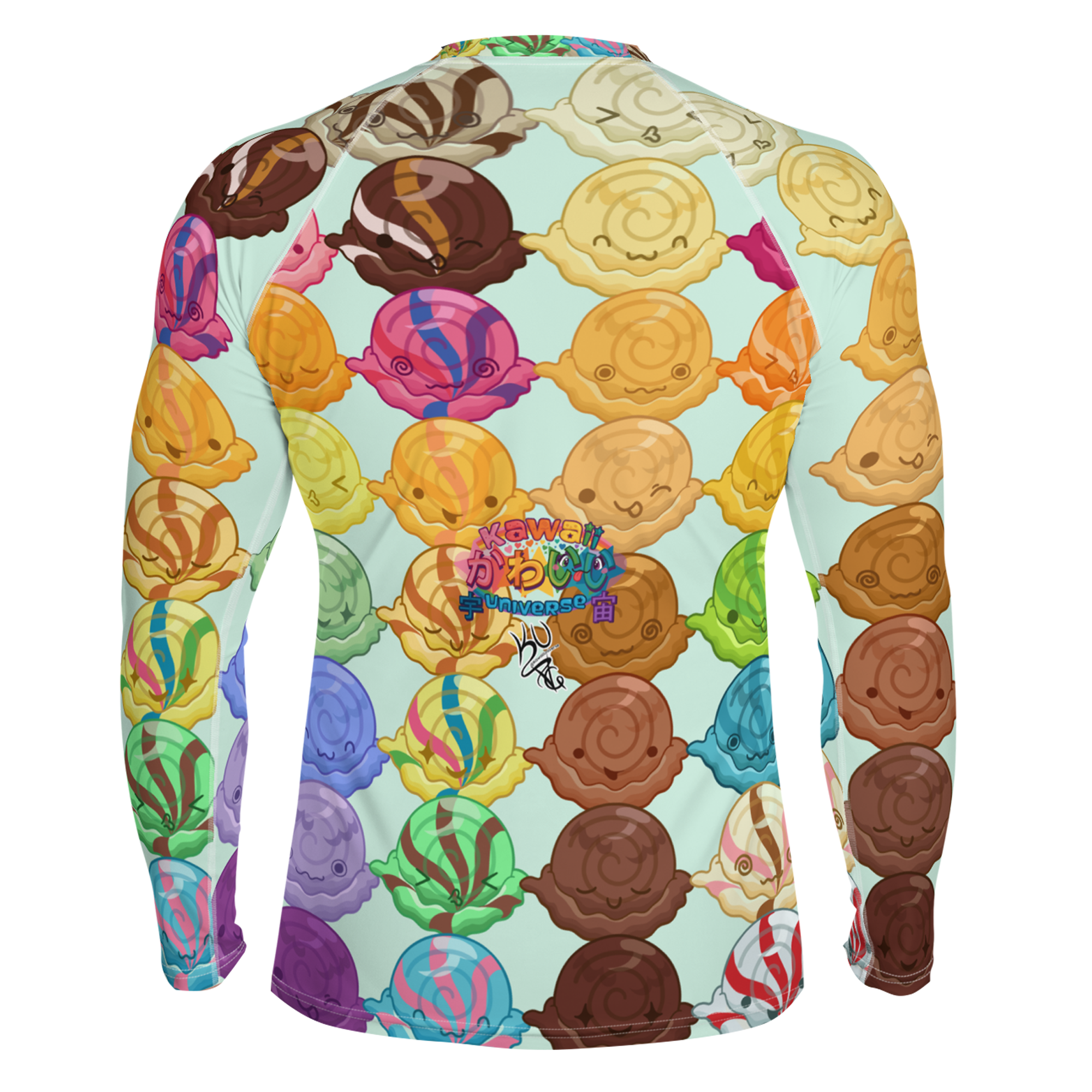 Kawaii Universe - Cute Gelato Scoops Argyle Mens Rash Guard