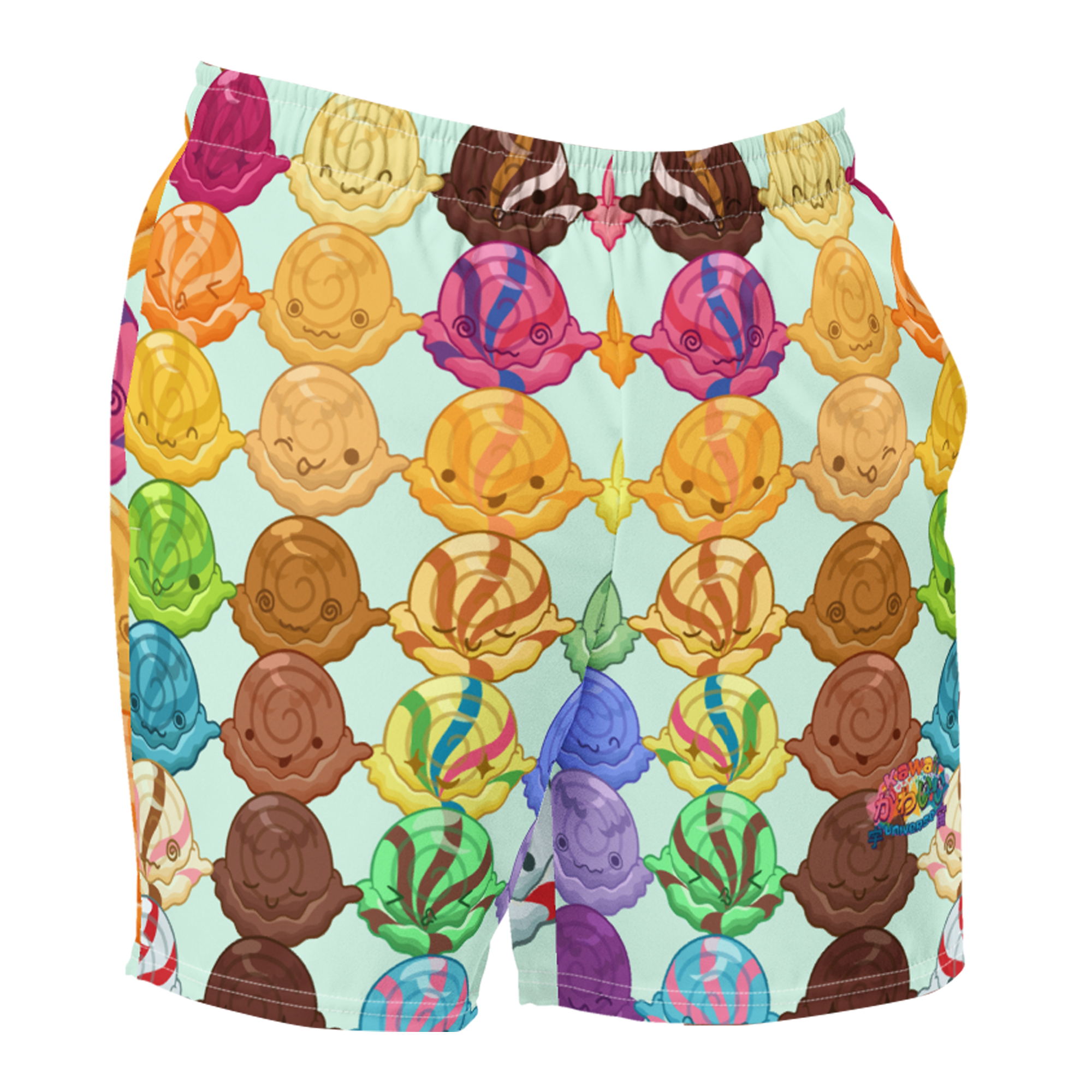 Kawaii Universe - Cute Gelato Scoops Argyle Mens Swim Shorts