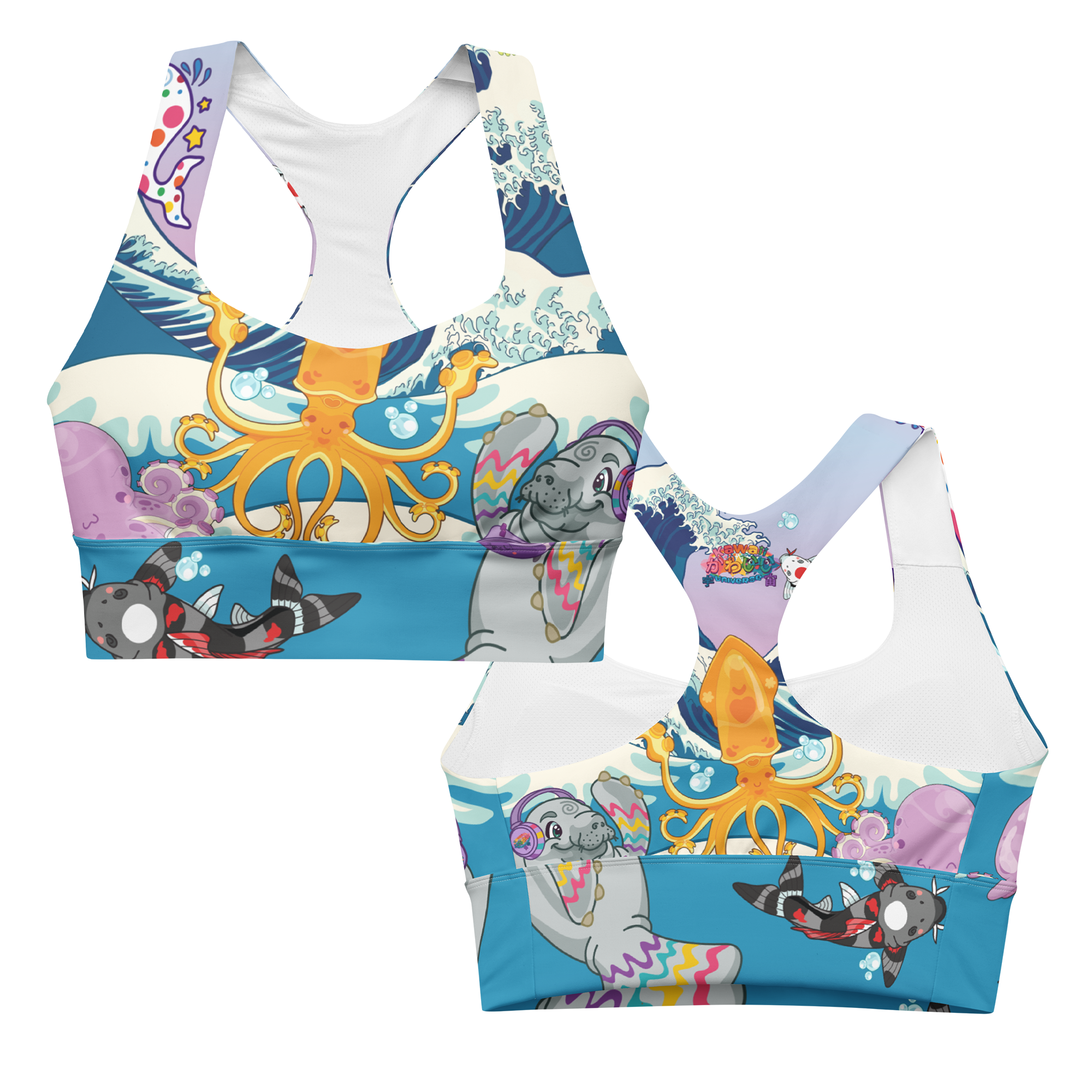 Kawaii Universe - Cute Manatee DJ Over The Sea Sports Bra