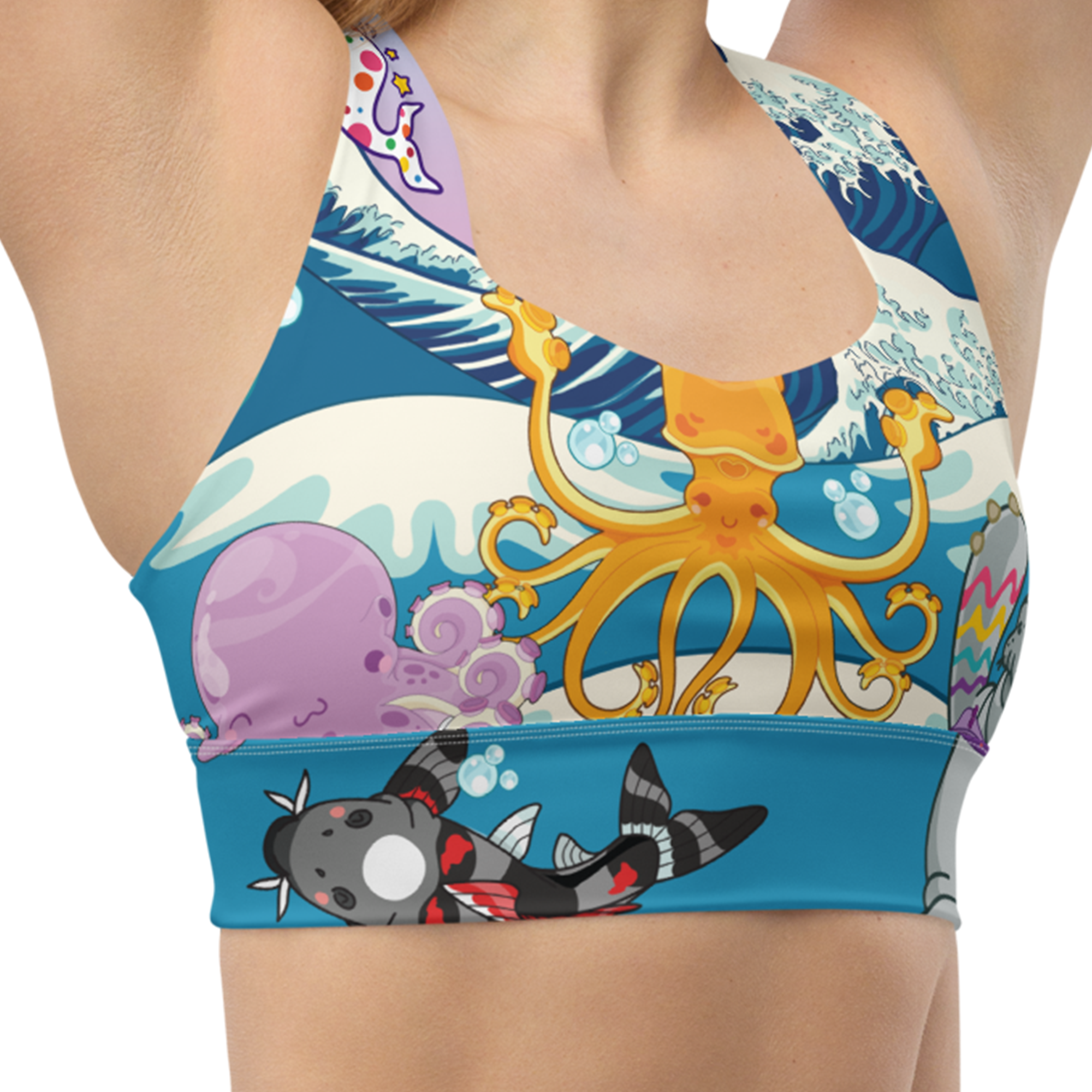 Kawaii Universe - Cute Manatee DJ Over The Sea Sports Bra