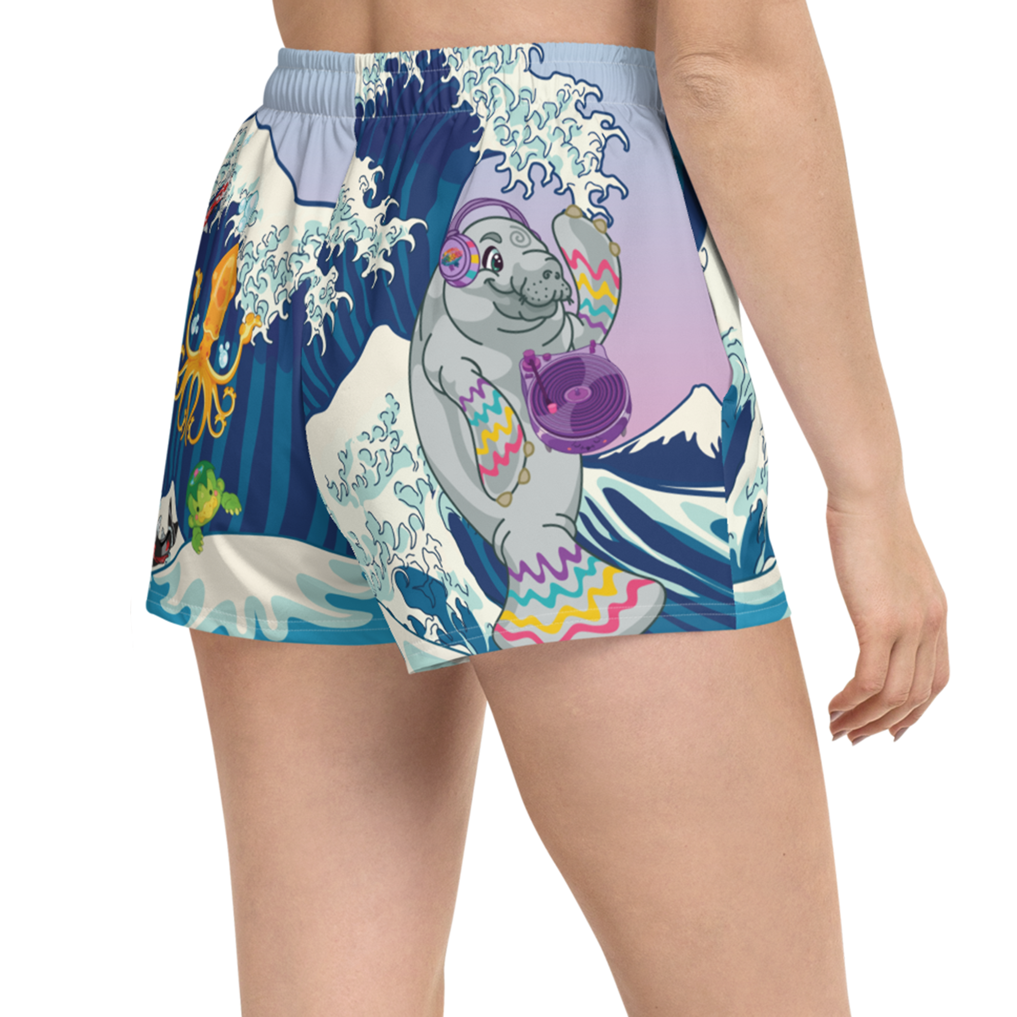 Kawaii Universe - Cute Manatee DJ Over The Sea Sport Shorts