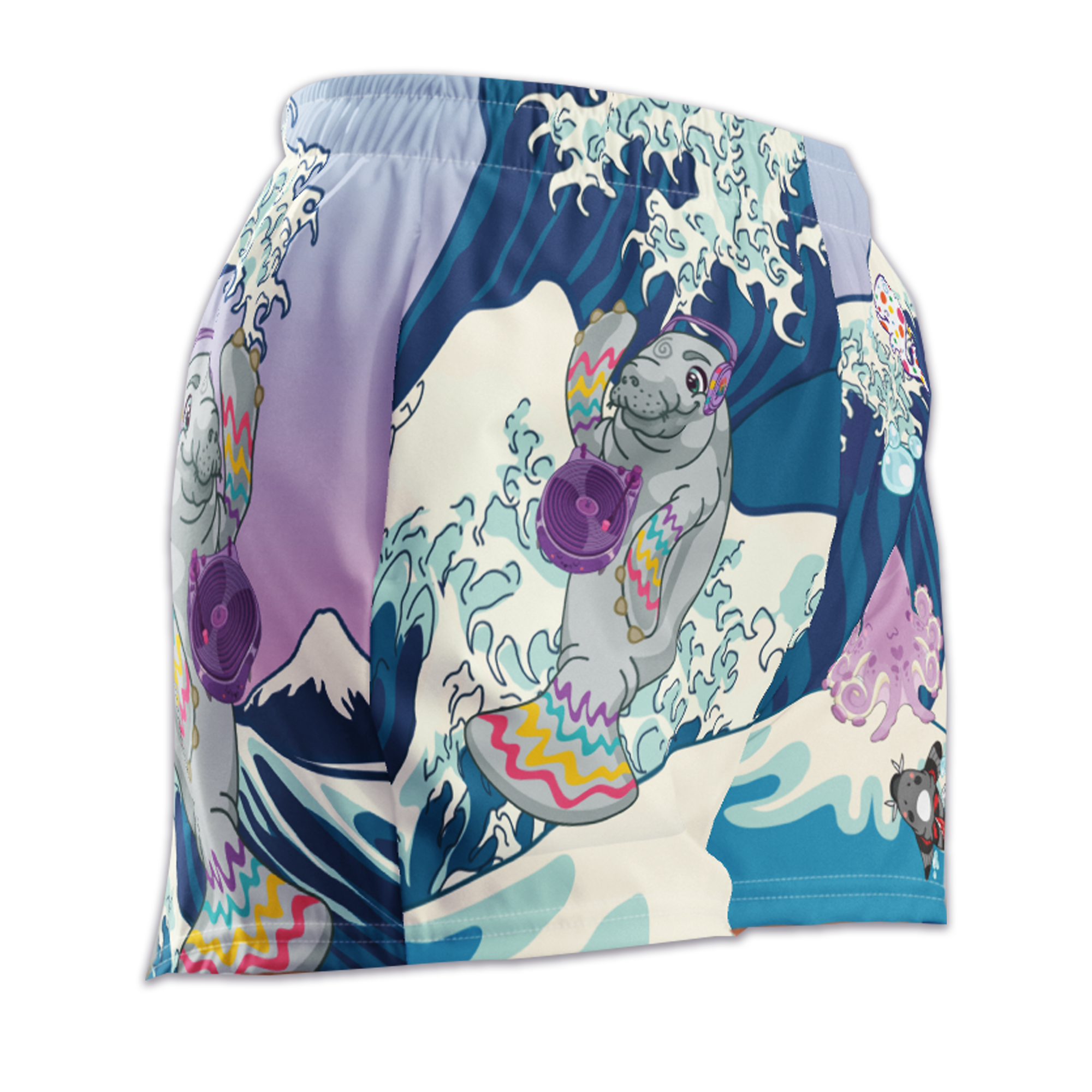 Kawaii Universe - Cute Manatee DJ Over The Sea Sport Shorts