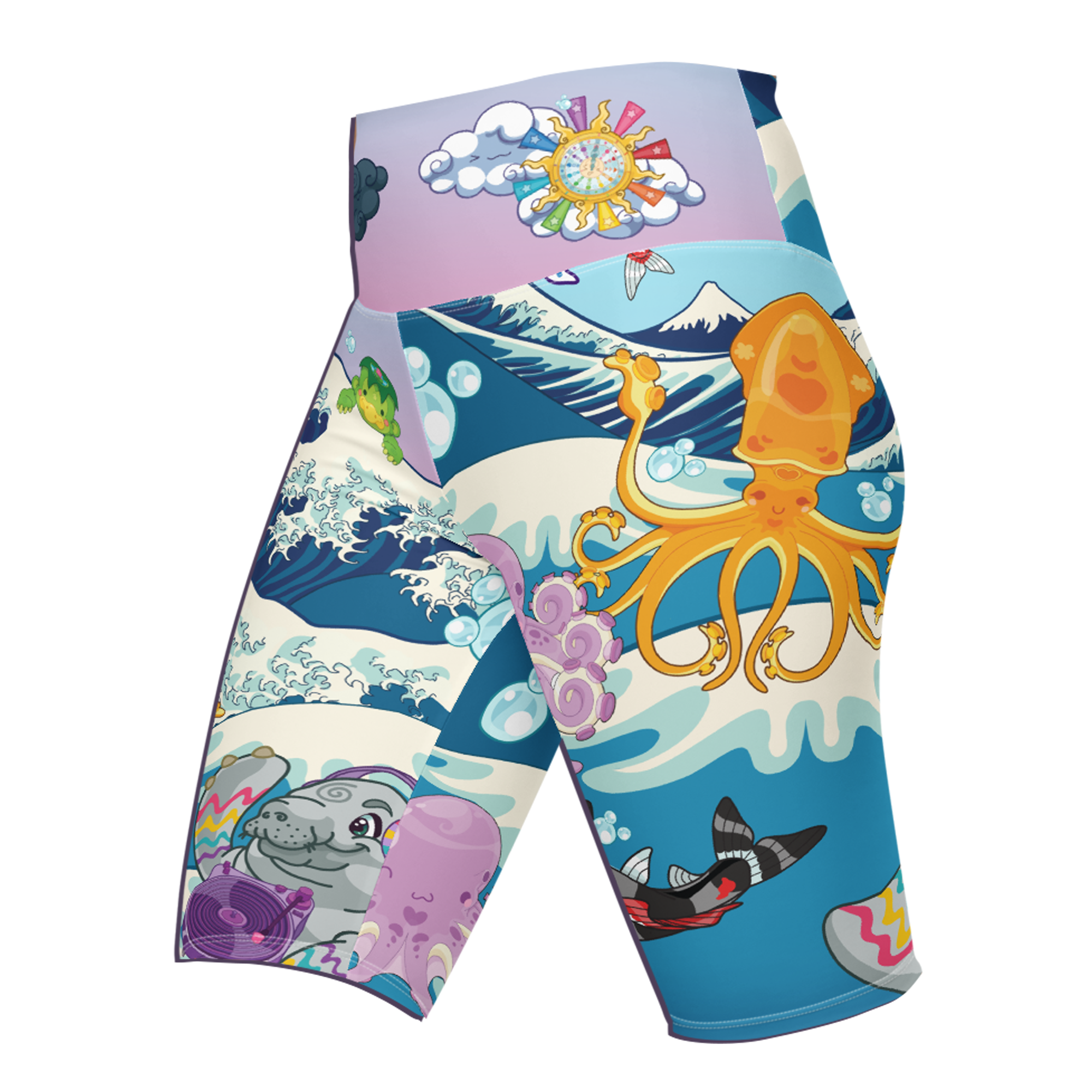 Kawaii Universe - Cute Manatee DJ ( Ocean is My Home ) Bike Shorts