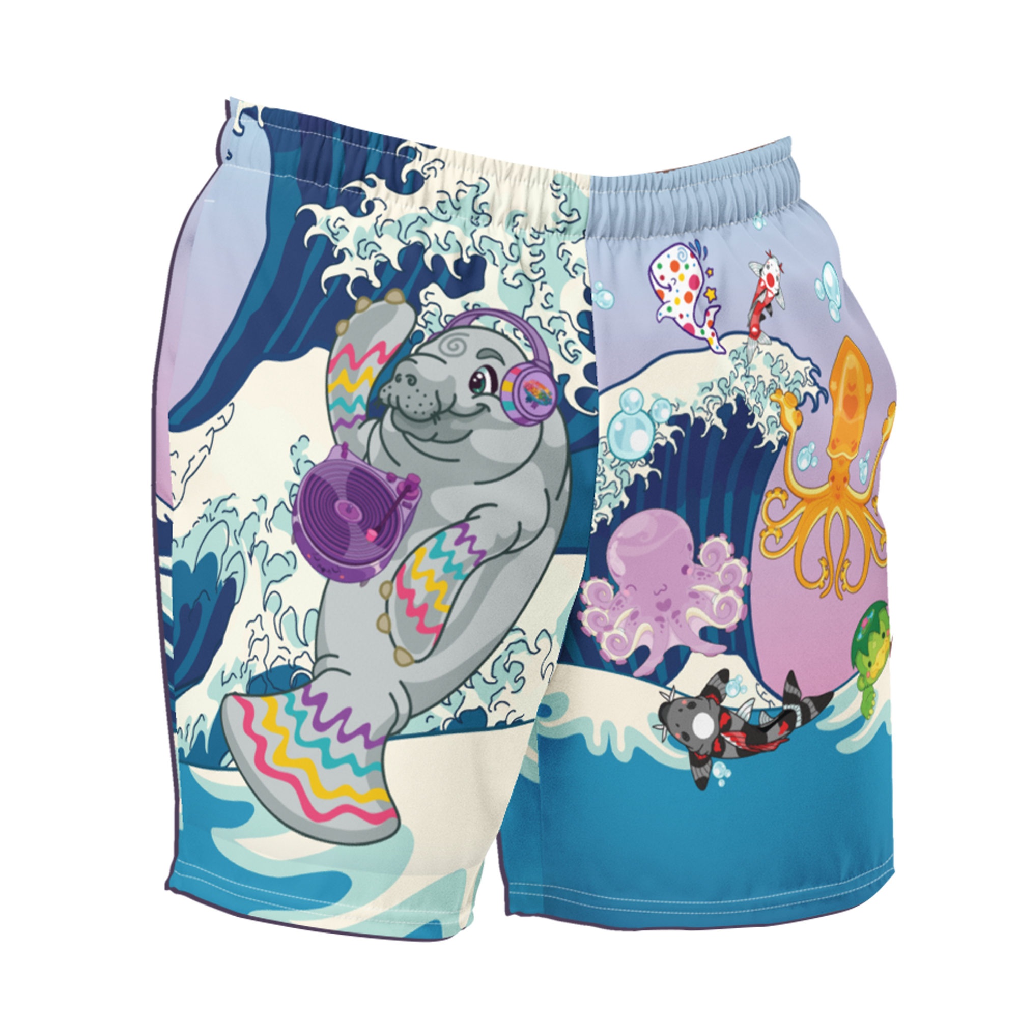 Kawaii Universe - Cute Manatee DJ ( Ocean is My Home ) Mens Swim Shorts