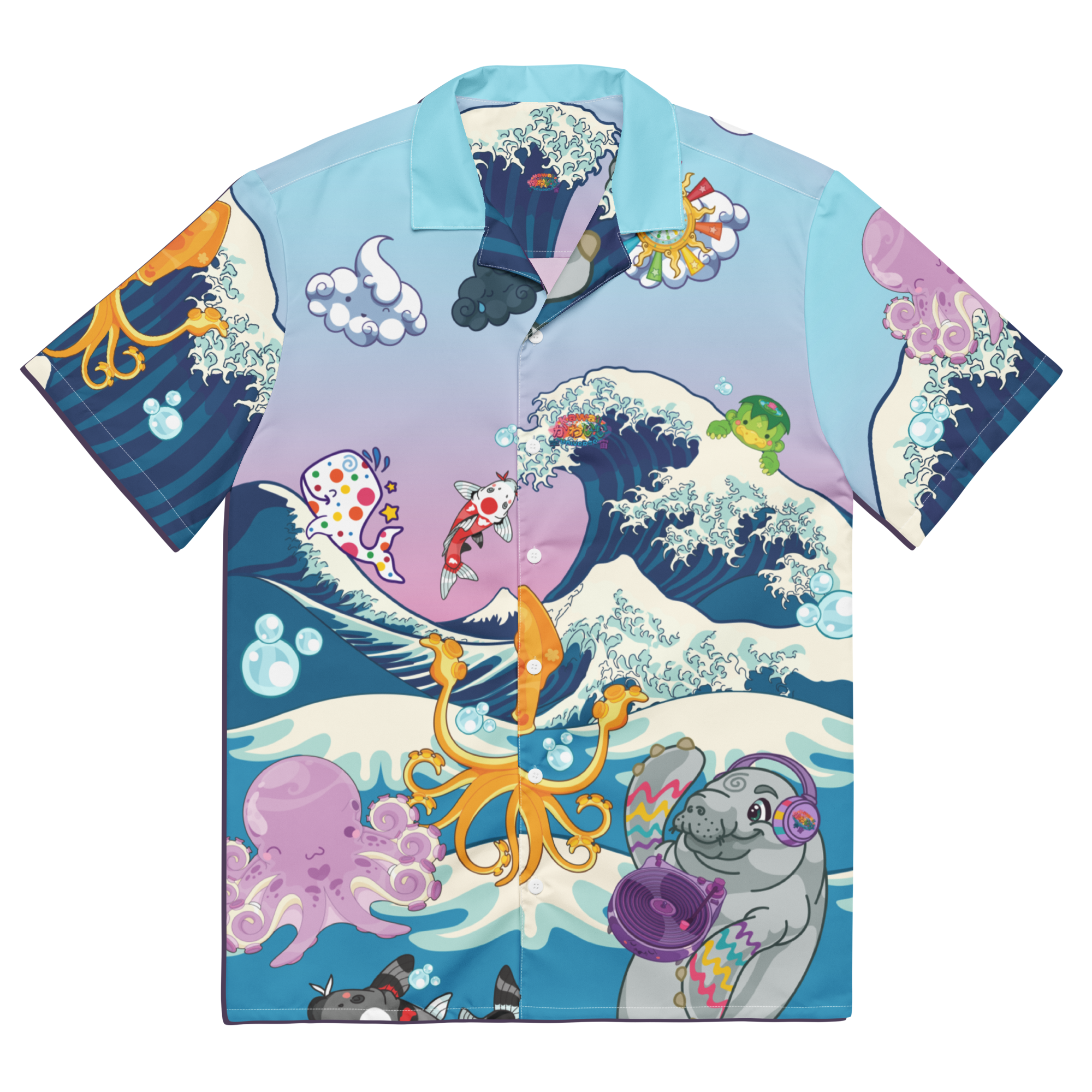 Kawaii Universe - Cute Manatee DJ ( Ocean is My Home ) Unisex Button Up Shirt