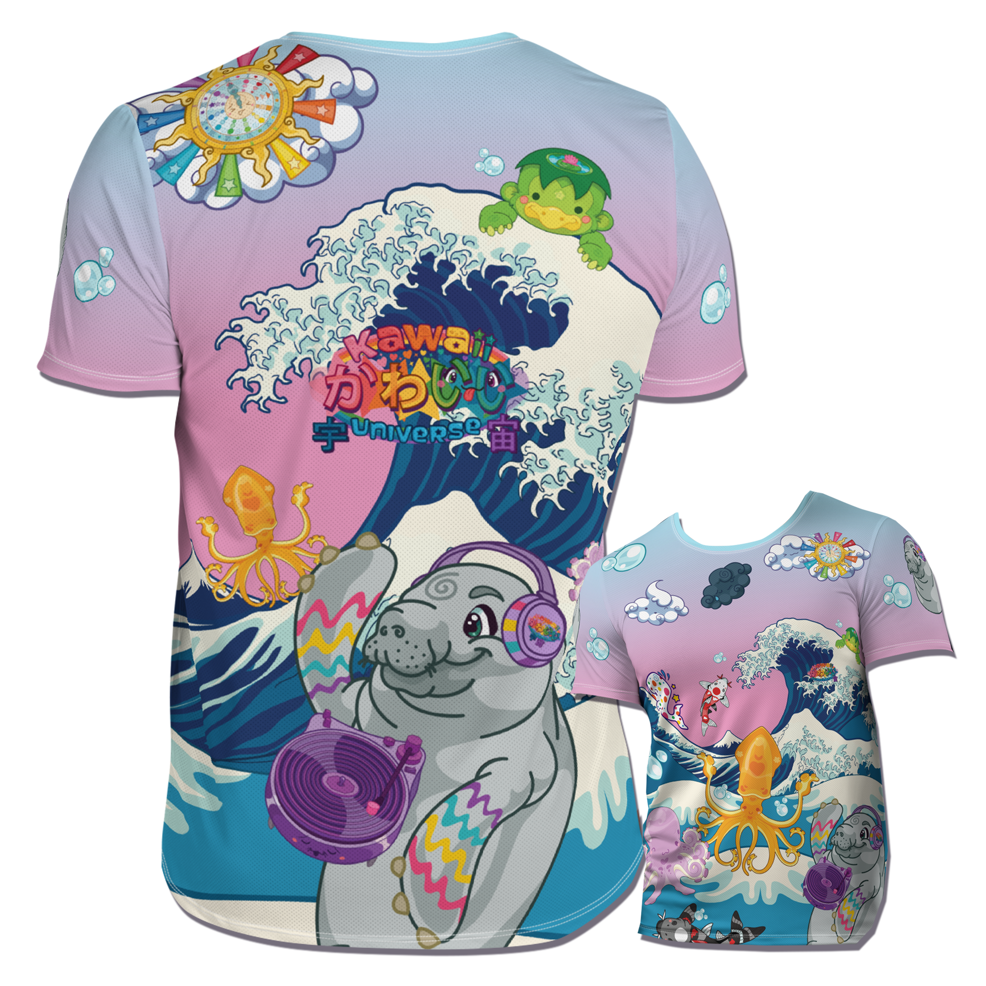 Kawaii Universe Cute Manatee DJ Over The Sea Ultra Breathable Mesh Tee