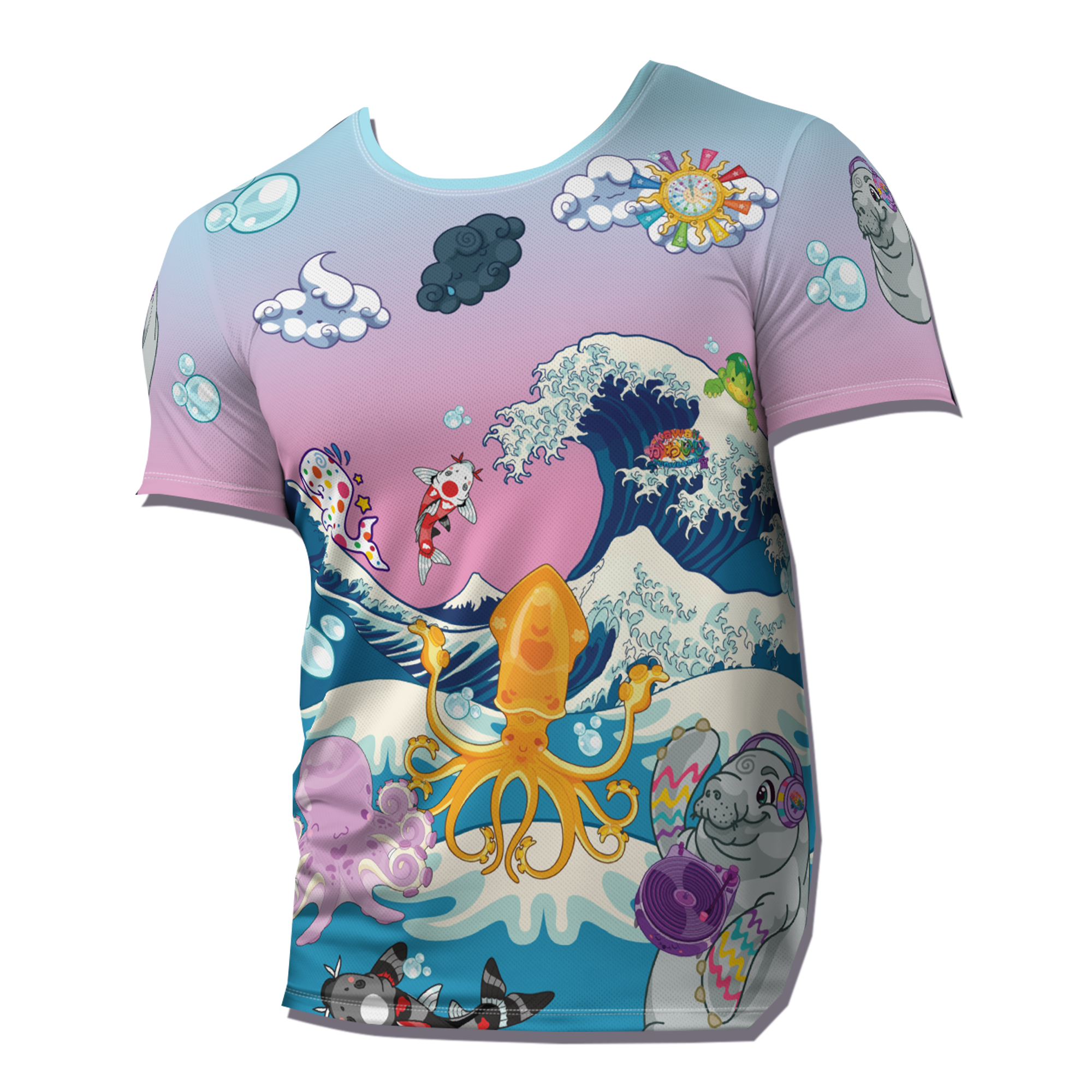 Kawaii Universe Cute Manatee DJ Over The Sea Ultra Breathable Mesh Tee