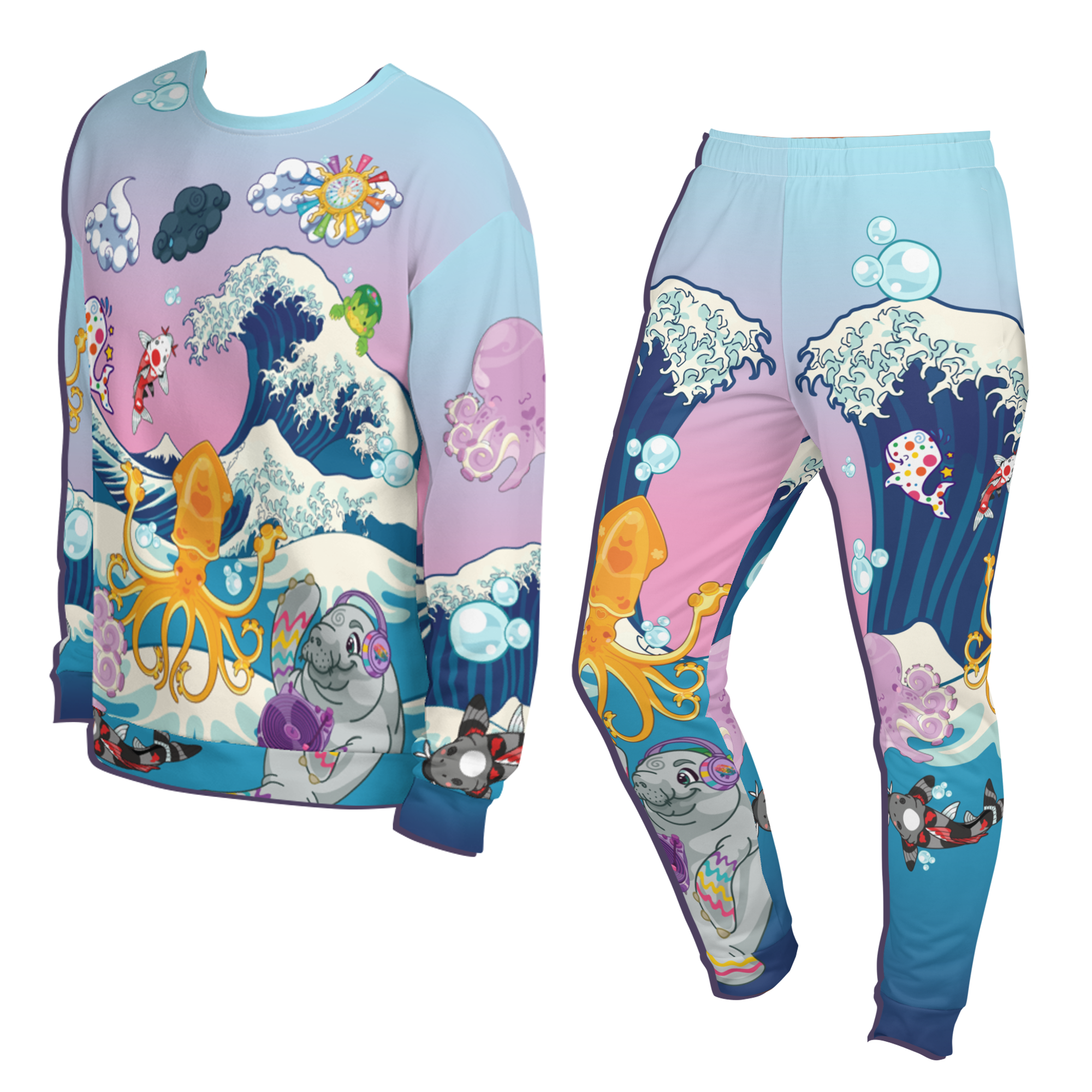 Kawaii Universe Cute Manatee DJ ( Ocean is My Home ) Sweat Set