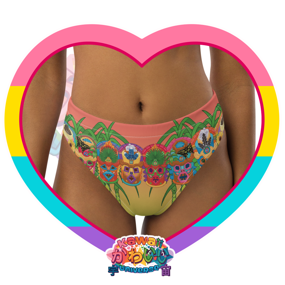 Kawaii Universe - Cute Miami Tiki Totems Ladies Sport Bikini Bottom