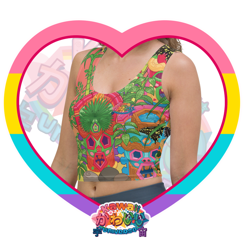 Kawaii Universe - Cute Miami Tiki Totems Ladies Sports Crop