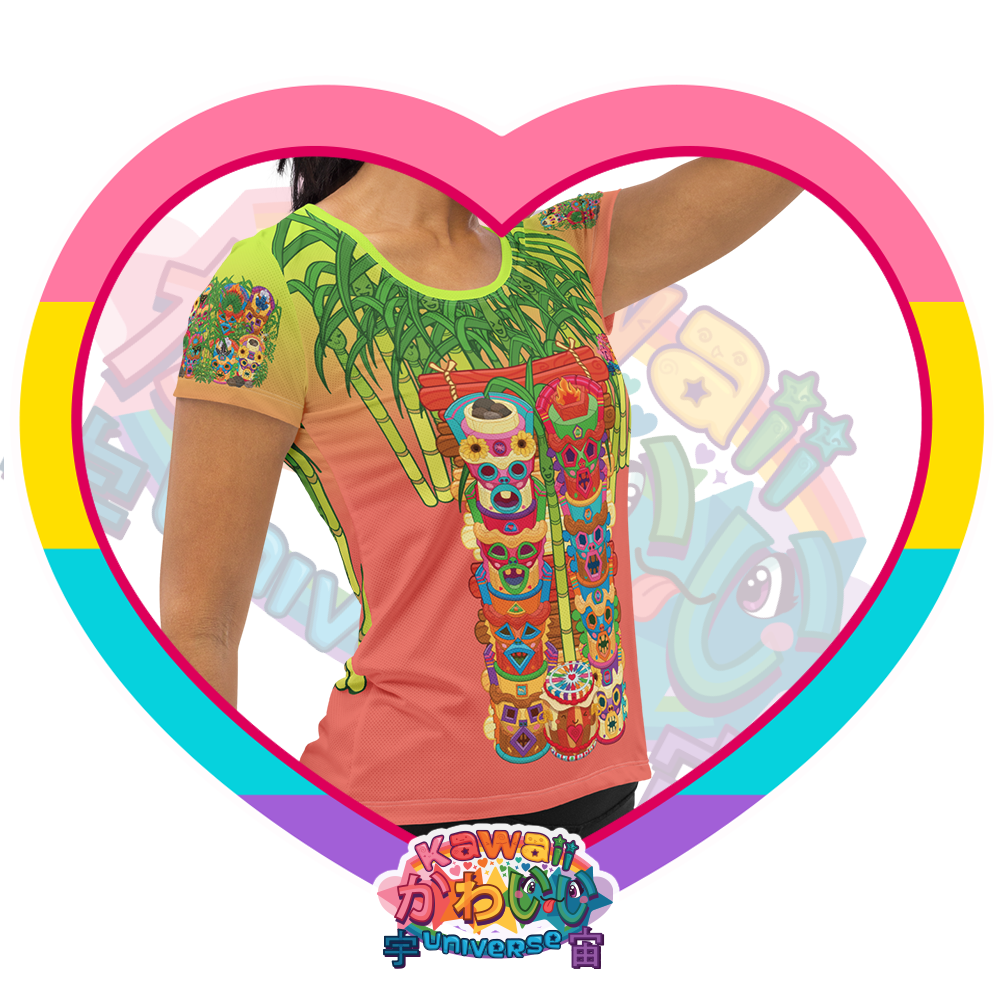 Kawaii Universe - Cute Miami Tiki Totems Ladies Workout Tee