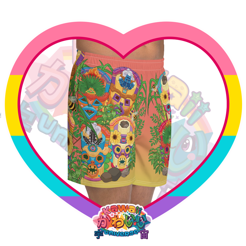 Kawaii Universe - Cute Miami Tiki Totems Mens Sport Shorts